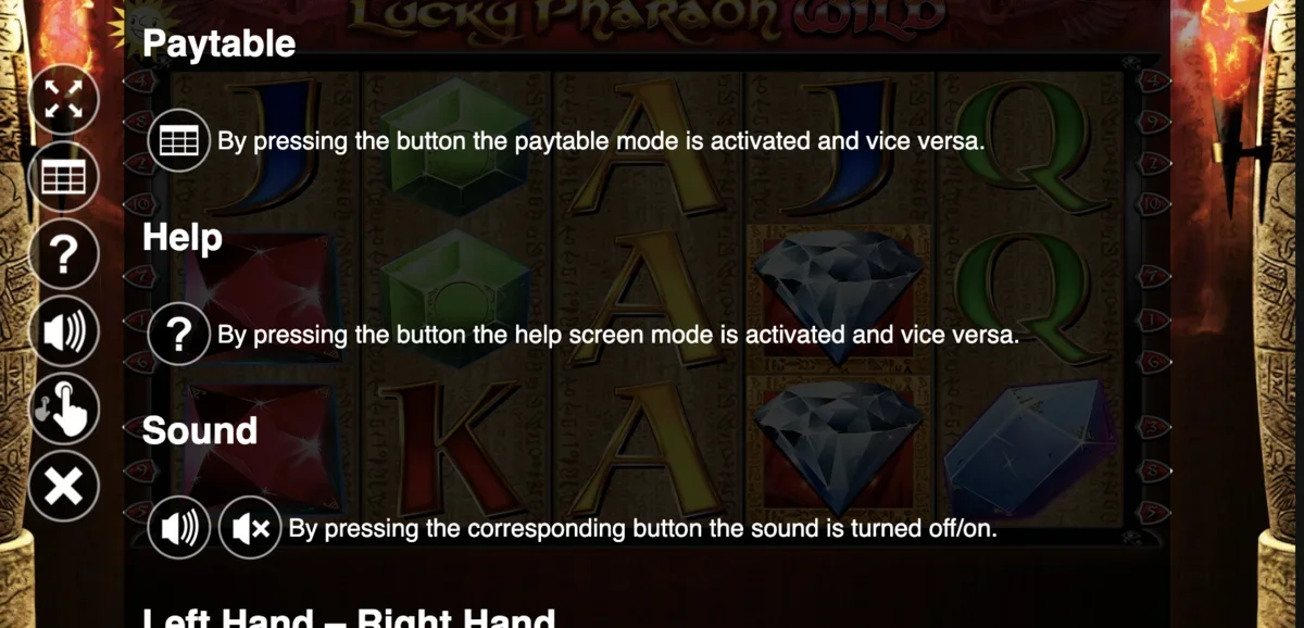 Lucky Pharaohs game interface